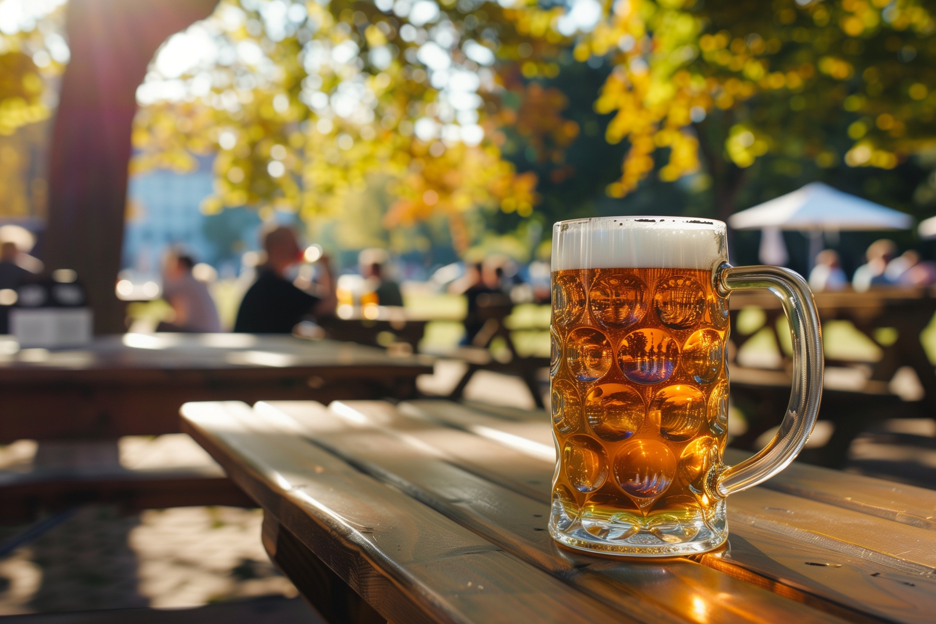 Biergartenstuehle Gastronomie unter Baeumen