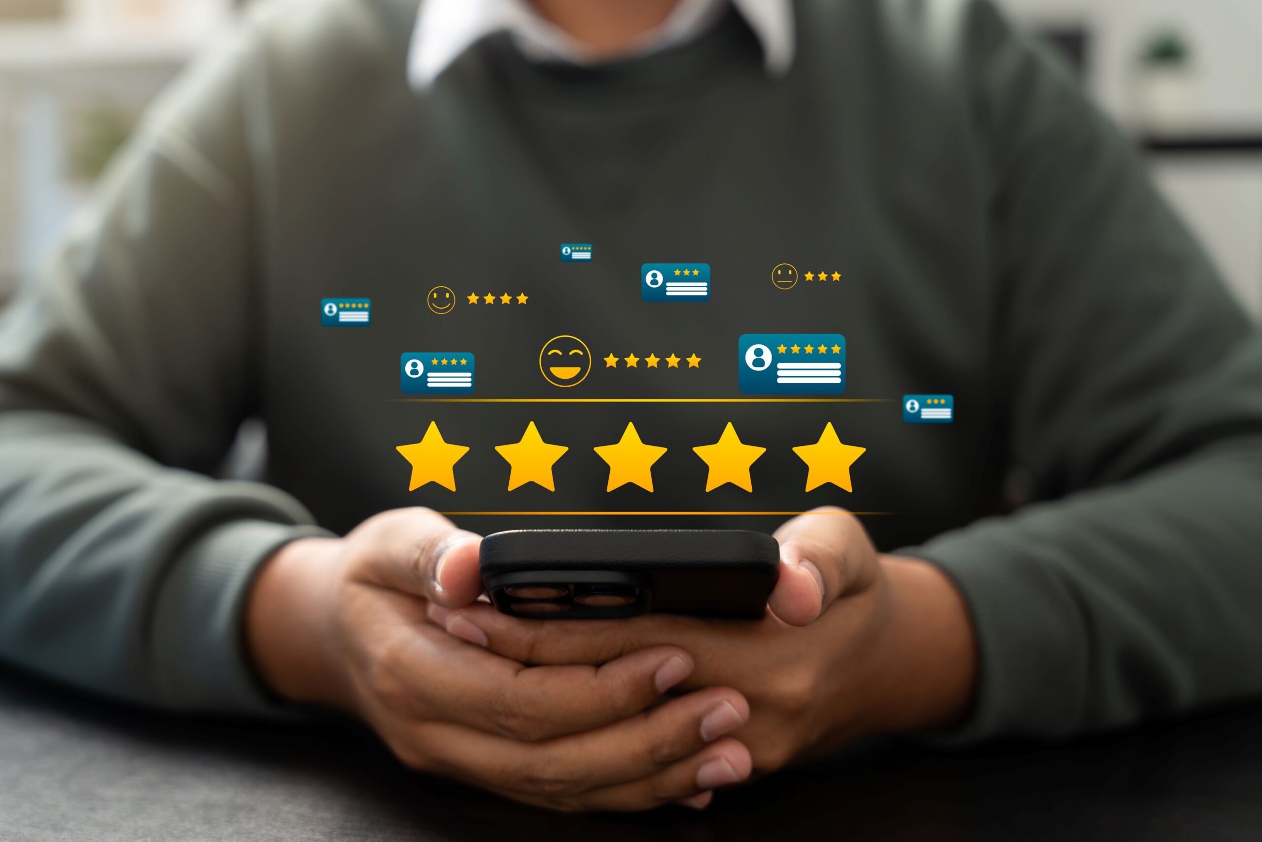 Compliance E-Learning: Digitale Bewertung mit Sternen als Symbol für Vertrauen und Reputationsschutz im Unternehmen